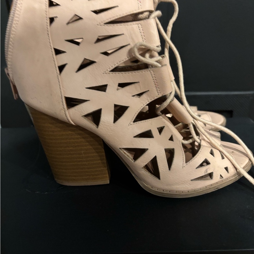 Women's Cutout Lace-Up Heeled Sandals